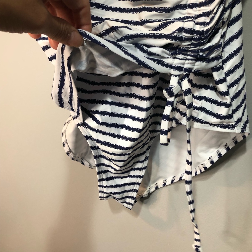Nip Tick Swim Navy And White Striped Swimsuit Dou… - image 2